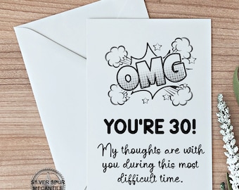 30th Birthday Card, Happy Thirtieth Birthday Gift, Card For Friend, Coworker, 30th Birthday Card Gift For Her, Funny Birthday Cards