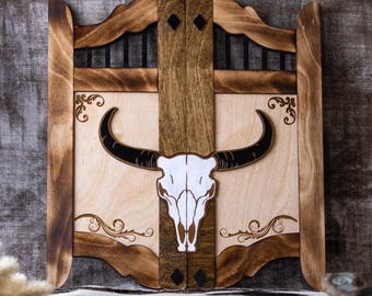 Rustic 3D Saloon Door Sign: Western Longhorn Decor, Cowboy Nursery