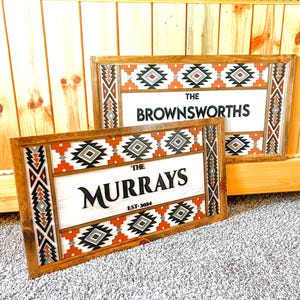 Personalized Hand Painted Western Last Name Sign, Rustic Western Wedding Gift, Established Home Sign, Wedding Gift for Couple