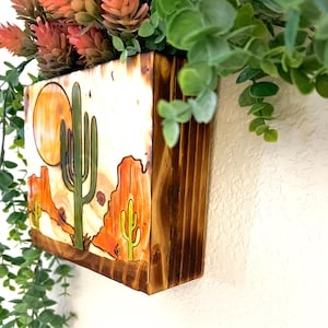 Hand Painted Wood Wall Vase: Arizona Desert Sconce