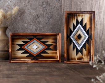 Rustic Western Shelf Sitters, Rustic Home Decor, Western Decor, Free Standing Tiered Tray Decor, Southwestern Decor, Western Gift for Her
