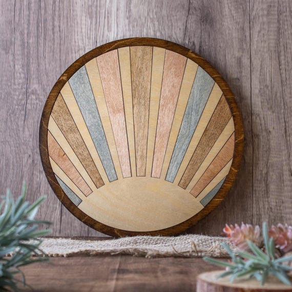 Wood Sunrise Sunset Wall Art: Boho Nursery Decor