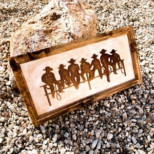 Cowboy Silhouette Wood Framed Wall Art, Western Home Decor, Over the Bed Wall Decor, Cowboy Bedroom Decor, Cowboy Sign, Western Gift for Her