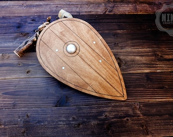 Handmade Wooden Viking Shield: Norman Kite Shield with Umbo, Personalized