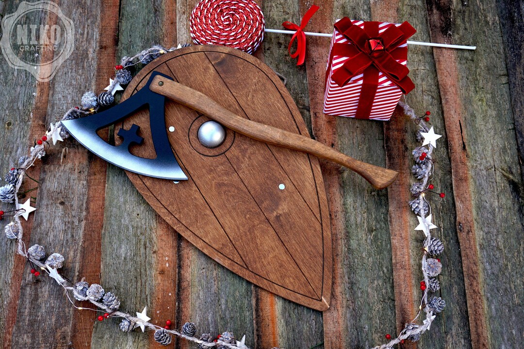 Viking Toy Axe With Cross and Norman Kite Shield FREE Etsy UK