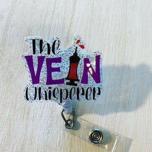 The Vein Whisperer badge reel Phlebotomist Lab