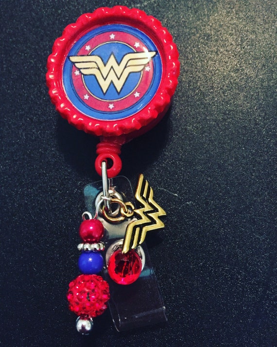 Wonderwoman Custom Badge Reel With Charm Badge Reel Nurse Id Badge Holder  Badge Clip Medical Retractable Badge RN Custom Made Badge Reel Wit 