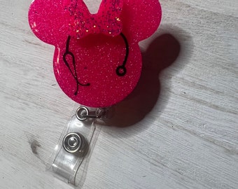 Mouse head Bow Badge Reel Respiratory Nurse RN RCP MD