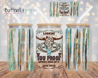 You Proof 16oz clear frost glass cup