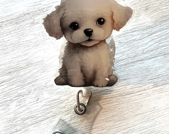 Bichon Frise Puppy Badge Reel