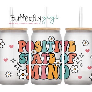 Positive State of Mind Clear Frost Glass Cup