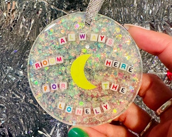 Neon Moon Always Room Here For The Lonely Brooks and Dunn Lyrics Handmade Resin Xmas Christmas Tree Ornament