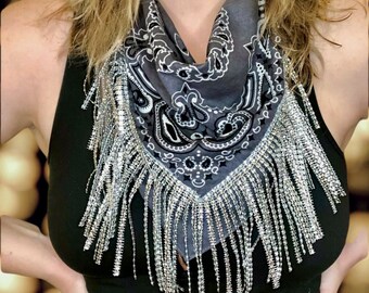 Rhinestone Fringe Bandana