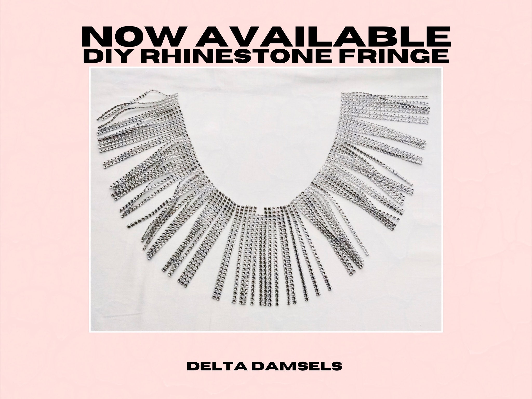 Delta Damsels White Rhinestone Fringe Bandana