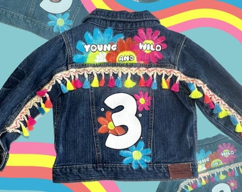 Young Wild and Three  3T birthday jacket