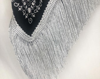 Silver Fringe Paisley Bandanas