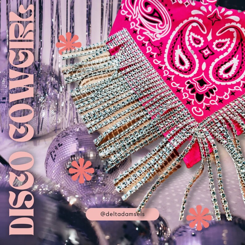 Rhinestone Fringe Bandana Etsy