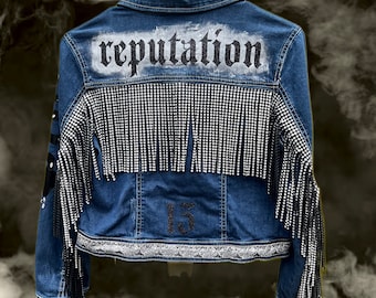 Taylor Swift Concert Youth M(7/8) Reputation Full Rhinedtone Fringe Jacket