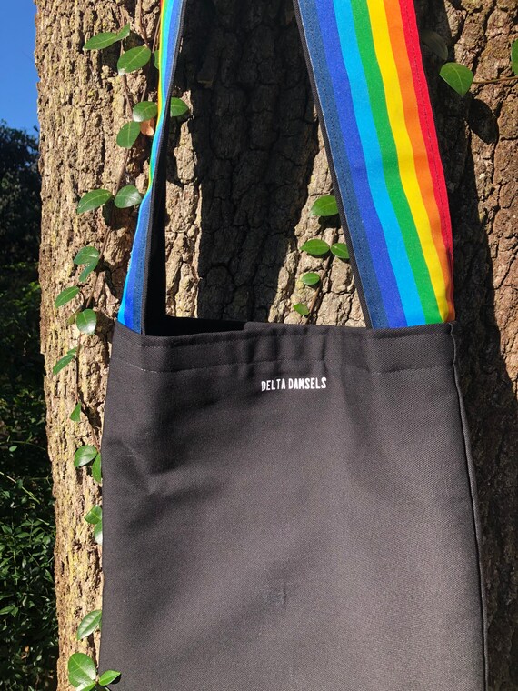 Rainbow strap crossbody canvas bag Etsy
