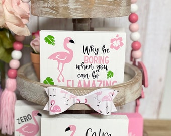 Flamingo Tiered Tray Decor
