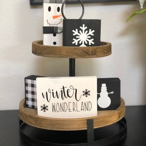 Winter Tiered Tray Decor