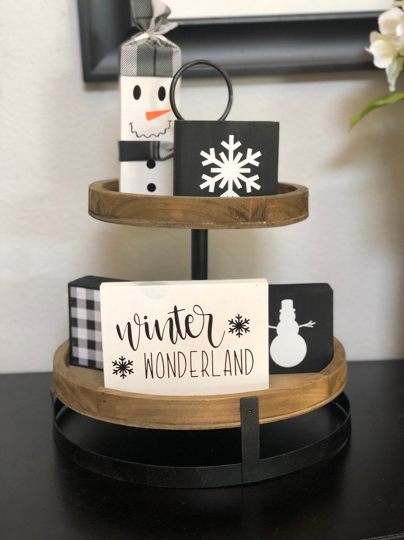 Winter Tiered Tray Decor Etsy
