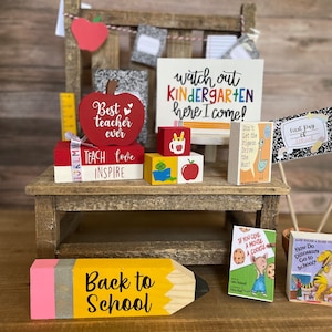 Back to School tiered tray decor
