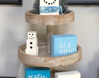 Winter Tiered Tray Decor