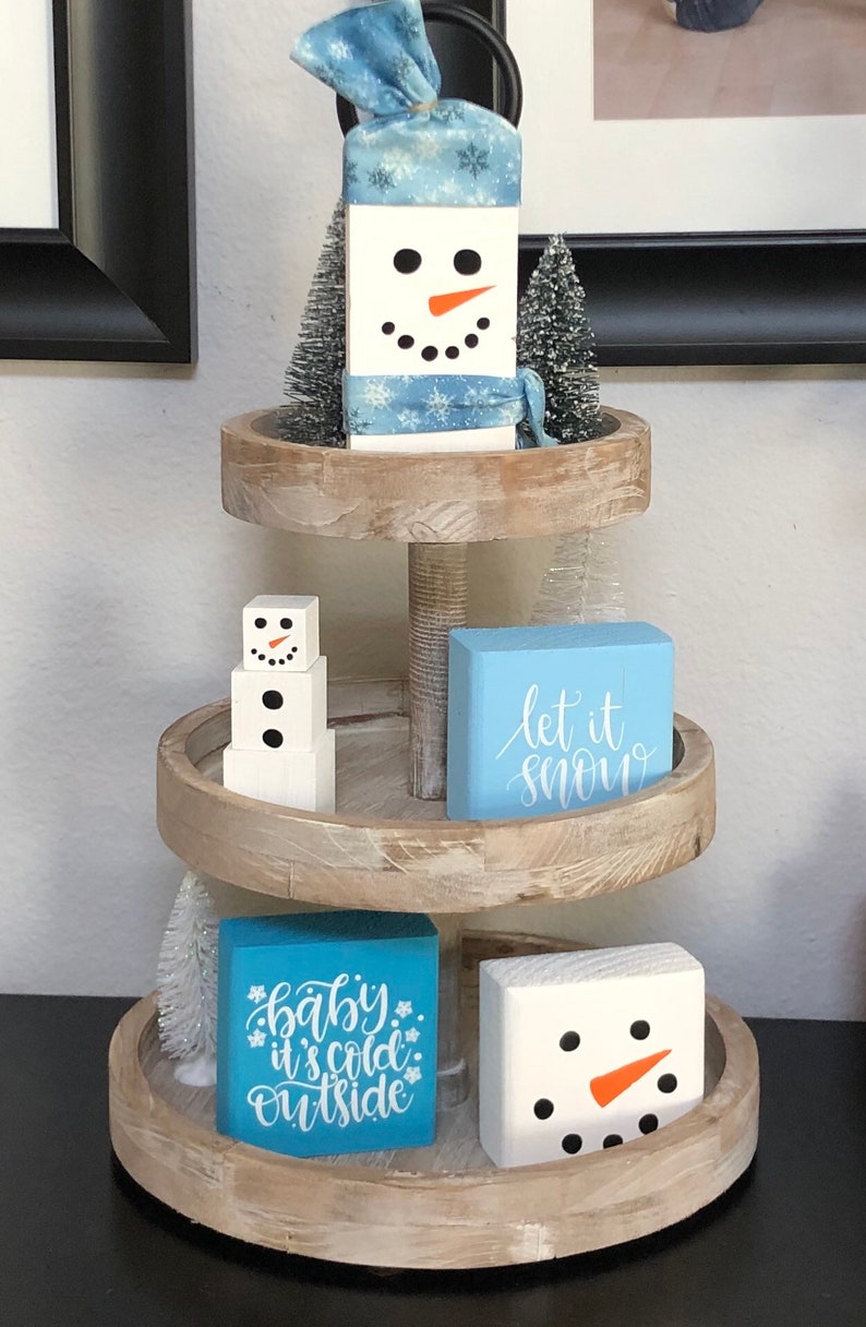 Winter Tiered Tray Decor Etsy
