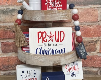 Fourth of July Tiered Tray Decor