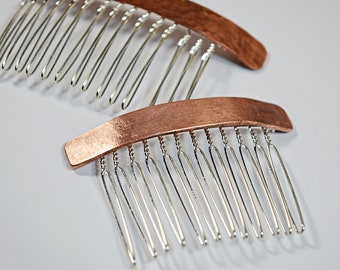 Peigne à cheveux cuivré et doré | Barrette à cheveux personnalisée | Accessoire de mariage | Cadeau de demoiselle d'honneur | Cadeau de mariée | Peigne de mariée | Peigne de mariage