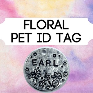 花柄のかわいい花のペットタグ | 猫の名前タグ | 犬の首輪タグ | 猫のIDタグ | 犬のIDタグ | ペットの識別タグ 犬