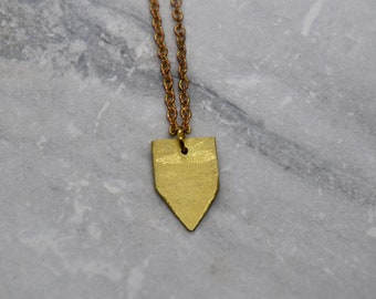 Mini Pointed Arrow Brass Necklace | Handcut Brass Necklace | Solid Brass | Bohemian Brass Jewelry | Minimalist Art Deco Goldtone