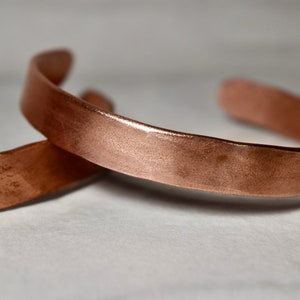 Copper Bracelet Unisex Copper Jewelry Wide Copper Bracelet Unique Gift for Partner Copper 7 Year Anniversary Gift image 1