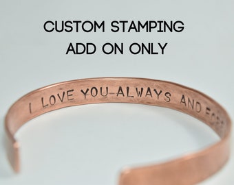 ADD ON ONLY - Copper Bracelet - Custom Stamping