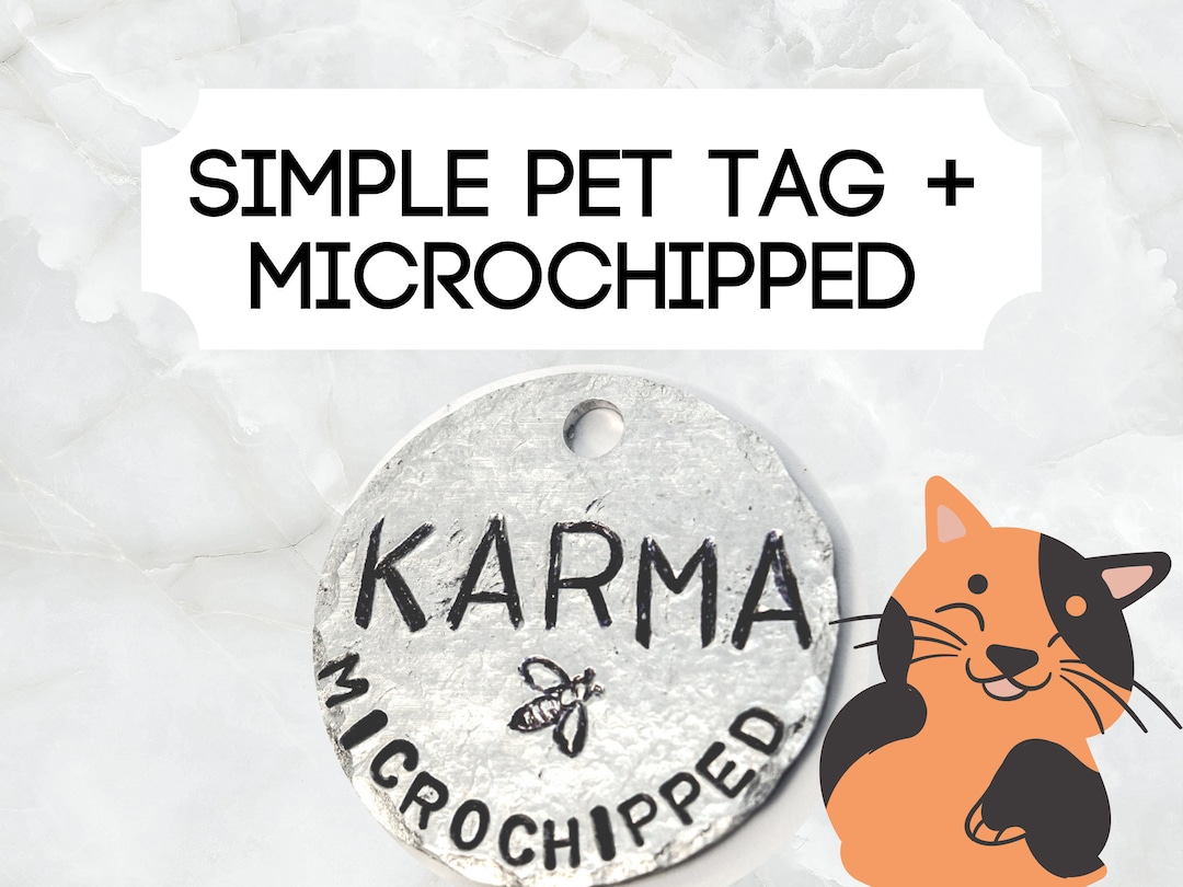 Microchip Tag Custom Personalized Pet ID Tag 1x1 Inch | Cat Name Tag ...