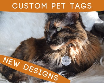Custom Personalized Pet ID Tag | Cat Name Tag | Dog Collar Tag | Cat ID Tag | Dog ID Tag | Pet Identification Tag | Dog name tag | Round tag