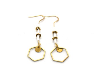 Raw Brass Drop Earrings | Dangle Earrings | Brass Drop Earring | Bohemian Jewelry | Simple Earrings | Geometric Earrings | Bridal Art Deco