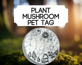 Paddenstoel planten bos huisdier tag | Kattennaamplaatje | Halsbandlabel | Kattenidentificatielabel | Hondenidentificatielabel | Huisdieridentificatielabel hond