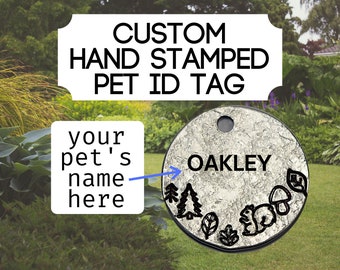 Custom Personalized Pet ID Tag 1x1 Inch | Cat Name Tag | Dog Collar Tag | Cat ID Tag | Dog ID Tag | Pet Identification Tag | Stamped Dog tag