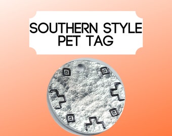 Southern Style Aztec Border Pet Tag | Cat Name Tag | Dog Collar Tag | Cat ID Tag | Dog ID Tag | Pet Identification Tag Dog