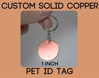 Custom Copper Rose Gold Personalized Pet ID Tag 1x1 Inch | 2mm THICK Cat Name Tag | Dog Collar Tag | Cat Id Tag Dog ID Tag Pet Best Seller