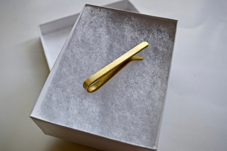 Tie Clip Raw Brass Tie Bar Personalized Present Mens Accessory Groomsmen Gift Husband Gift Custom Wedding Gift Wedding Gift