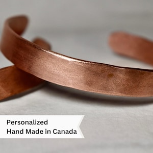 Koperen armband | Uniseks koperen sieraden | Koperen manchetarmband | Gepersonaliseerde cadeau voor partner | Cadeau 7-jarig jubileum | Kerstcadeau