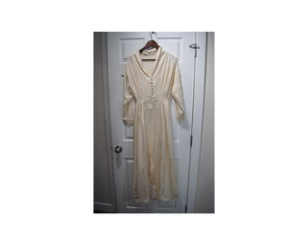 Vintage Light Pink Cream Pinstripe Dress Button Up Robe / 60's Loungeware Dress