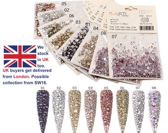 Mix Maten 1440 Stks/pak Nail AB Kristallen Niet Hotfix Plaksteen Nagels Steentjes Voor Nagels 3D Nail Art Decoratie Edelstenen