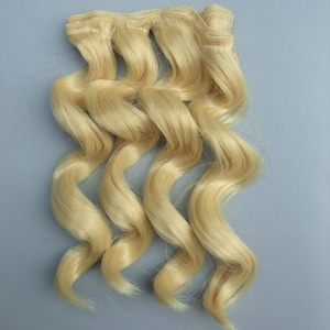 合成ウェーブ人形ヘアウェフト 1/6 1/4 BJD ネオブライス モンスターハイ OOAK ウィッグ製作用品 再ルート ブロンド 15 cm プーリップ