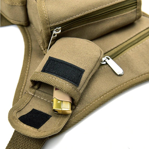 Sac Cuisse Canvas Xieben - Polyvalent Moto, Vélo, Randonnée - Multi-poches - Taille Réglable