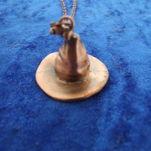 Wizard Hat Merlin Style Bronze Colour Pendant, Zinc Alloy, Copper Plated Chain