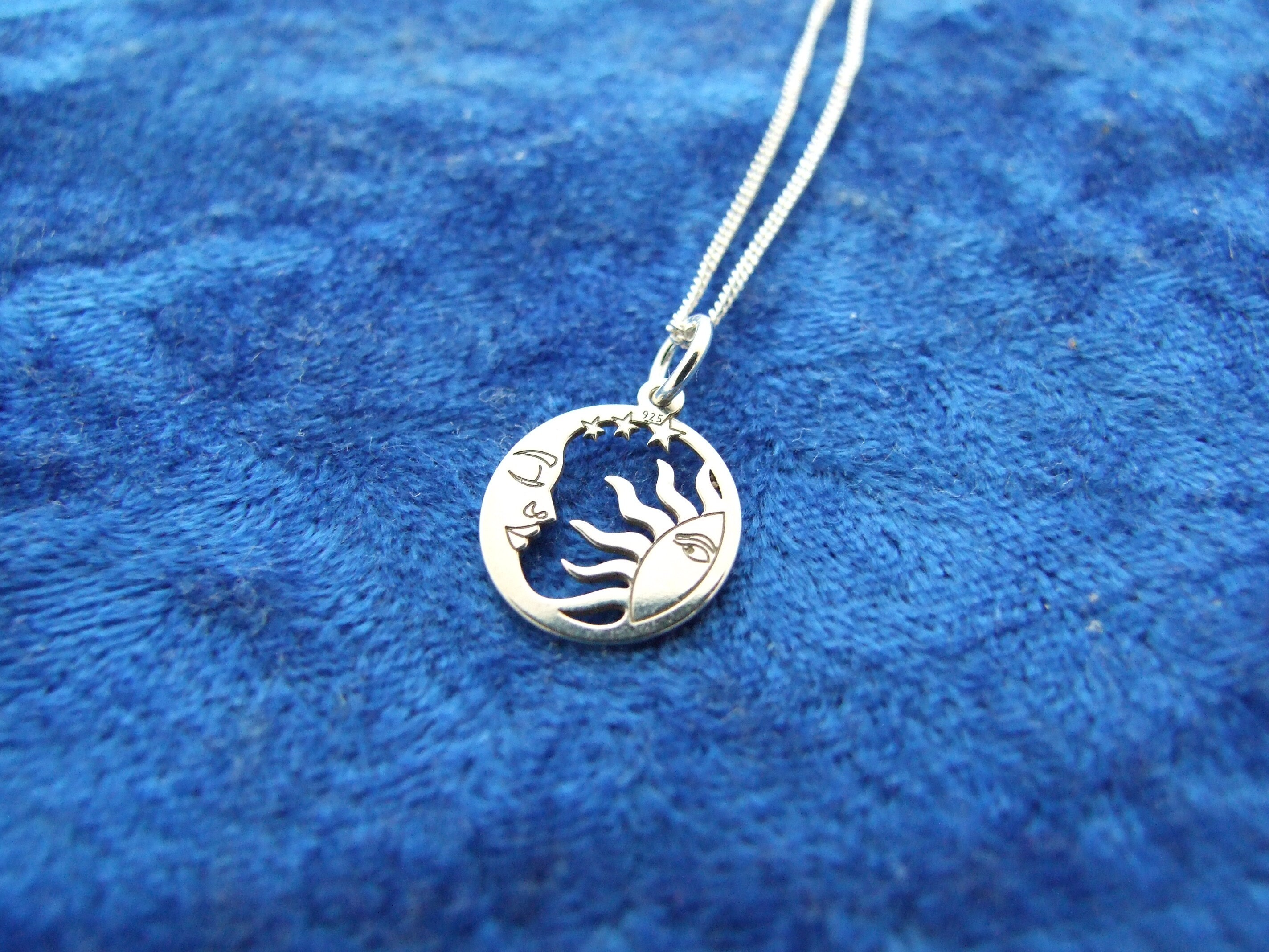 Sun, Moon and Stars Charm Pendant Necklace in Sterling Silver - Etsy
